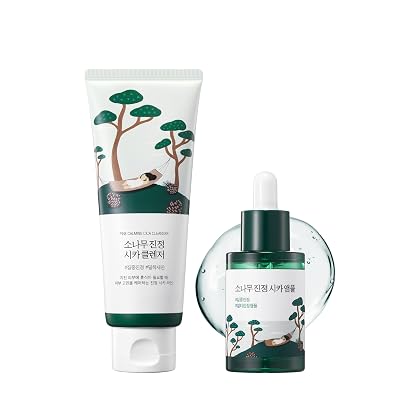 ROUND LAB Pine Calming Cica Cleanser  Calming Cica Ampoule, Hyaluronic Acid for Skin Barrier Strengthening, Gentle Exfoliation, and Deep Moisture, Korean Skincare