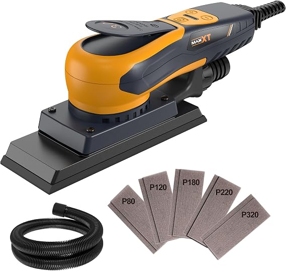 Sheet Sander, MAXXT 350W Brushless Sheet Orbital Finishing Sander with 4,000-10,000rpm,Low Vibration Electric Palm Sander for Efficient Woodworking, Tight Spaces Sanding, and Polishing