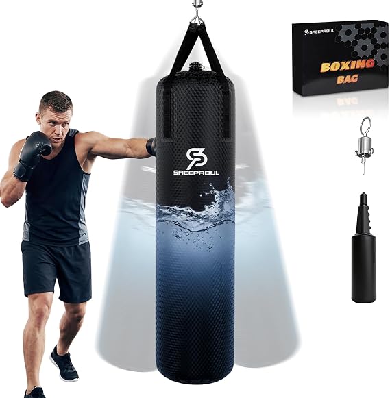 Water Punching Bag 4FT Heavy Bag for Boxing - Adjustable Weight (60 to 120 lbs) with Anti-Leak Design, Heavy-Duty Aqua Training Bag for Adults