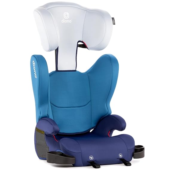 Diono Cambria LE, 2-in-1 Belt Positioning Booster Seat,Backless and High-Back Booster seat for Children from 40120 lb,17" Wide,6 Headrest Positions,Lightweight with Latch,Blue