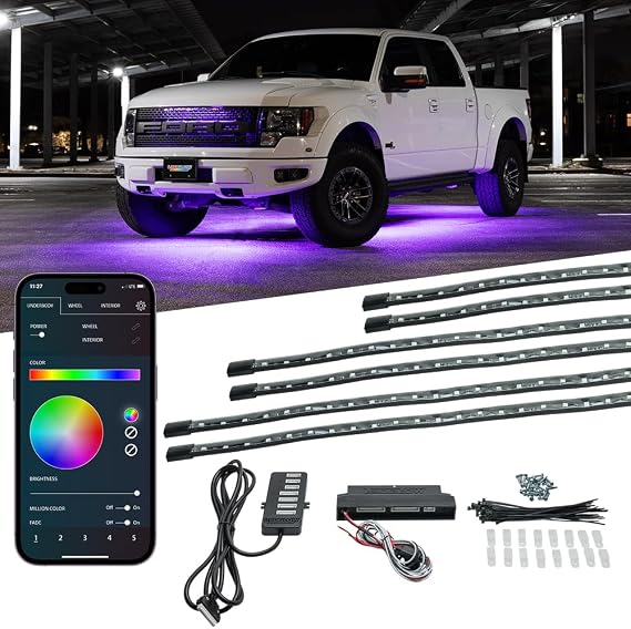 LEDGlow Bluetooth 6pc Million Color LED Truck Flexible Underglow Light Kit
