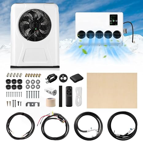 12V DC Perfect for Air Conditioners, Trucks, RVs, Vans, Excavators, Farm Vehicles, Passenger Vehicles and More Split Type Electric Air Conditioner 12V Voltage Cooling Function