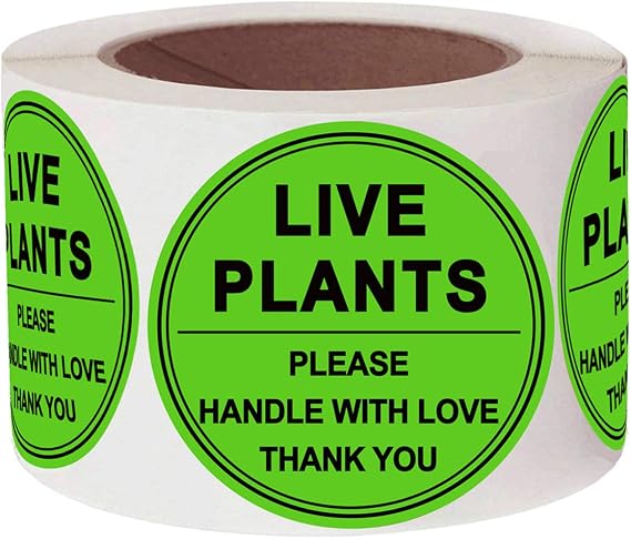 Live Plants/Handle with Love Stickers - 3 Inch Green Fragile Handling Shipping Warehouse Pallet Stickers 250 Adhesive Labels (Green) (3 inch)