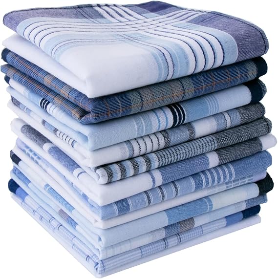 Assorted Men's Handkerchief Plaid 100% Cotton Handkerchiefs Soft Hankies