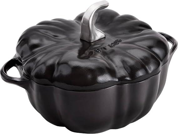 STAUB Cast Iron 3.5-qt Pumpkin Cocotte with Stainless Steel Knob - Black