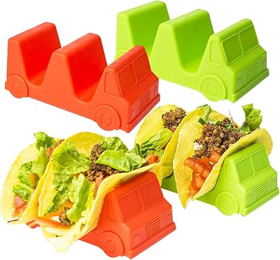 4pcs Taco Holders, Truck Taco Holder Non Slip PP Taco Stands for 2 Tacos For Kitchen Birthday Party