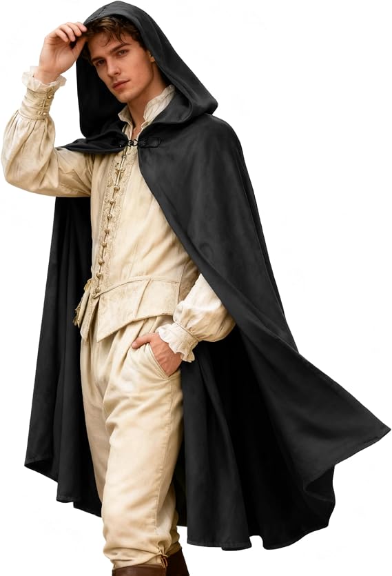 VZQI Renaissance Velvet Hooded Cloak for Adults Cosplay