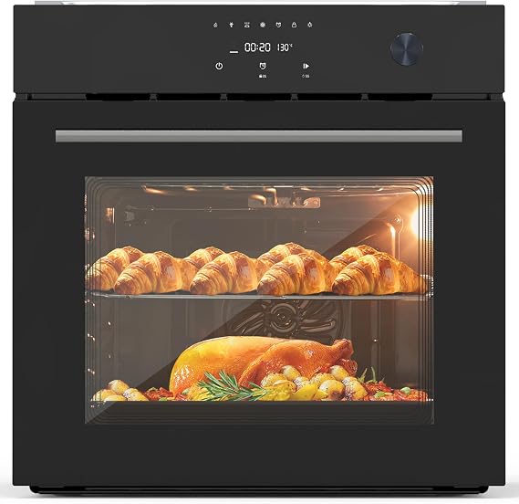 24 Inch Built-in Electric Single Wall Oven, 2.5 Cu.ft Convection Oven with 8 Cooking Functions, 500F Max Temperature, Stainless Steel Touch Control Oven, 3-Layer Tempered Glass Door