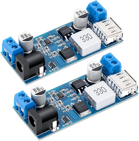 DROK DC Buck Converter 12V to 5V Step Down Converter Voltage Regulator 9V-36V to 5V 3.5-6A, Pack of 2, Blue