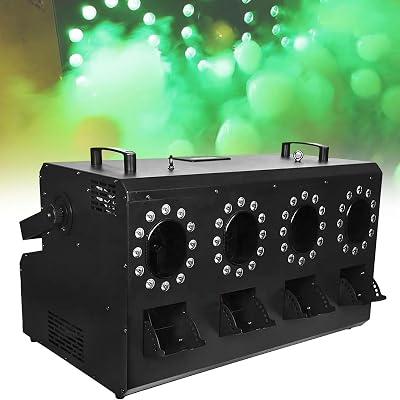 Multi-Effect Led Bubble & Fog Machine, Smoke Machine Fog Bubble Machine, 3-In-1 Co2 Fog Smoke Machine, Commercial Bubbles Machine Four Nozzles Design, With Remote Dmx Effect