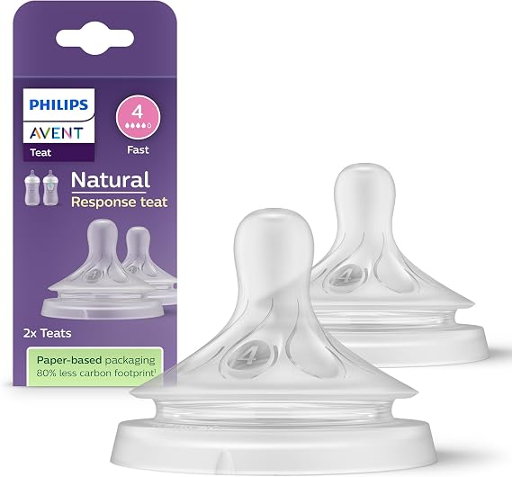 Philips Avent Doğal Tepkili Biberon Emziği, 2’li Paket, 3 Ay+, 4 Numara, Akıtmaz Emzik, Kolik ve Gaz Önleyici, BPA İçermez, SCY964/02