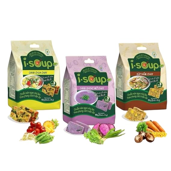 Set 3 Canh I-Soup Instant Vegetarian Soup Mix, 3 Flavors, 3-Minute Preparation(50g/ each)