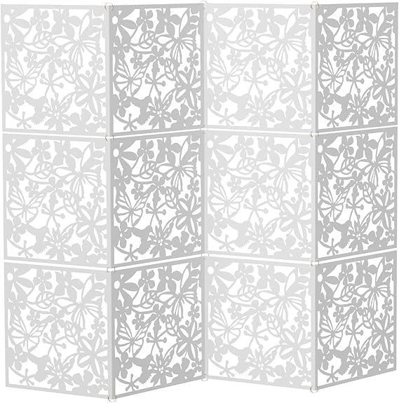 12Pcs DIY Partition Screen & Wall Decor, Wall-mounted Folding Square Room Dividers Hanging Room Divider with Installation Holes, for Bedroom, Living Room & Modern Home, Size 40 * 40 cm, White