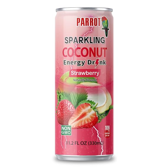 Parrot Brand Sparkling Coconut Strawberry Flavor Energy Drink 11.2 fl.oz (Pack of 12)