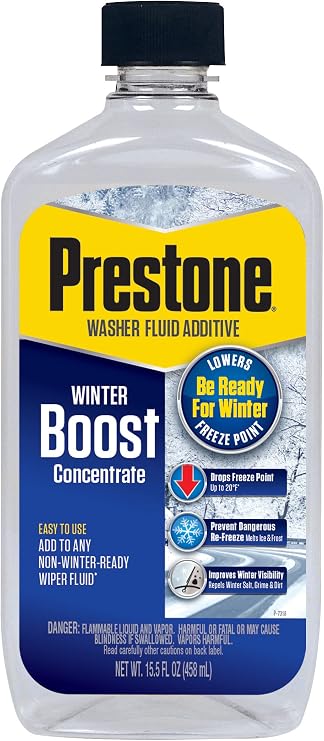 Prestone AS240-12PK Washer Fluid Booster De-Icer Additive with Dirt Blocker-15.5 oz, (Pack of 12)
