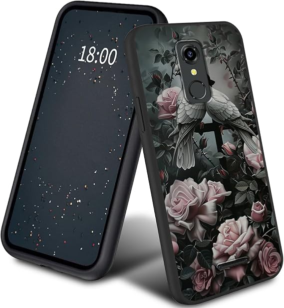 White Dove Pink Rose Slim Case for Consumer Cellular Iris Connect Silicone Men Women Phone Case, Full Covered Soft Gel Rubber Bumper Case for Consumer Cellular Iris Connect
