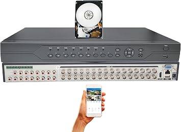 Evertech 32 Channel H.265 1080p AHD TVI CVI and Analog (960H) Surveillance Digital Video Recorder with 8TB Hard Drive and 16 Audio Input