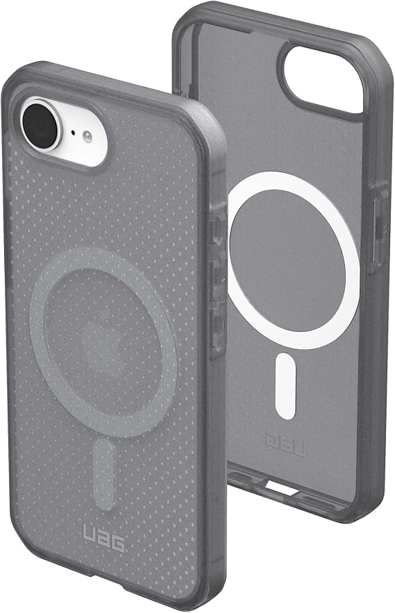 URBAN ARMOR GEAR UAG Designed for iPhone 17e / iPhone 16e Case Dot - Compatible with MagSafe Rugged Lightweight Textured Clear Military Grade Drop Proof Protective Cover, Ash