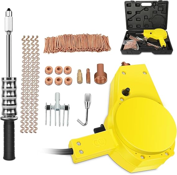 Stud Welder Dent Repair Kit, Welding Equipment 110V 2KW 1500A 4.5V Stud Gun Dent Puller Kit with Complete Accessories, Spot Welding Machine for Auto Body Repairing (Car Body Panel)