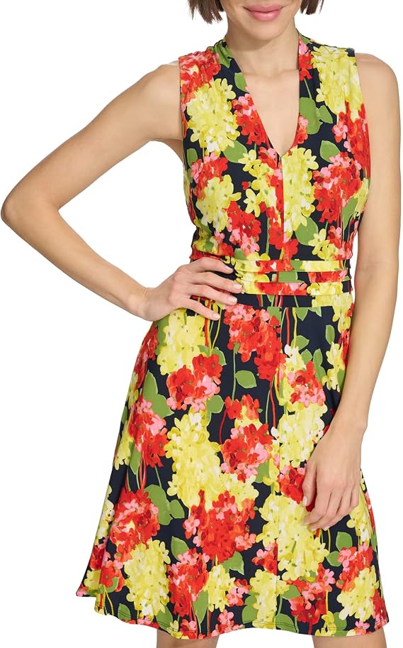 Tommy Hilfiger Women's Sleeveless V-Neck Fit & Flare Mini Dress