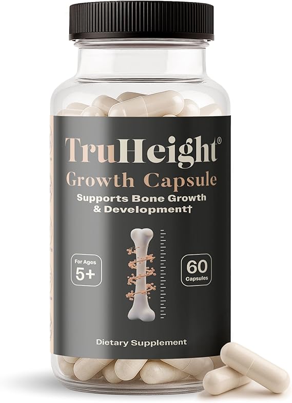TruHeight Growth Capsules - Tall Nutrition for Natural Growth Supplement for Kids & Teens - Pediatric Vitamin D, K, Calcium & Ashwagandha - Bone Strength - Kids Vitamins D3 K2 Pills, Taller Ages 5