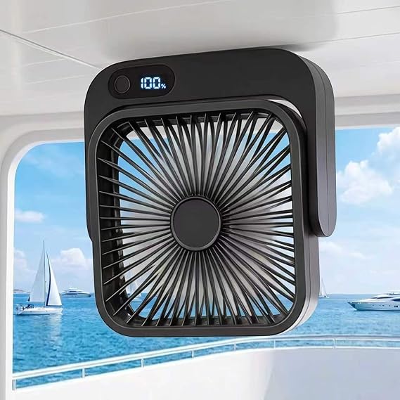 Portable Desk Fan with Magnetic Stand, 5000mAh Cruise Ship Approved Fan, 5 Speeds Turbo Power USB Rechargeable Travel Fan for Bedroom Sleeping Carnival Cruise Essentials 2026, Black