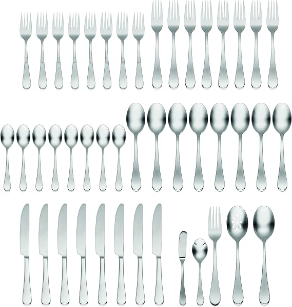 Oneida Icarus Satin 45-Piece 18/0 Silverware Set for 8, Flatware