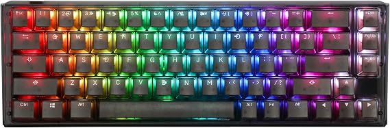 Ducky One 3 SF Aura 65% Mechanical Keyboard, Cherry MX Red, RGB, Black | 65% mechanical gaming keyboard, hot-swap switches, Quack Mechanics, PBT tripleshot keycaps, RGB