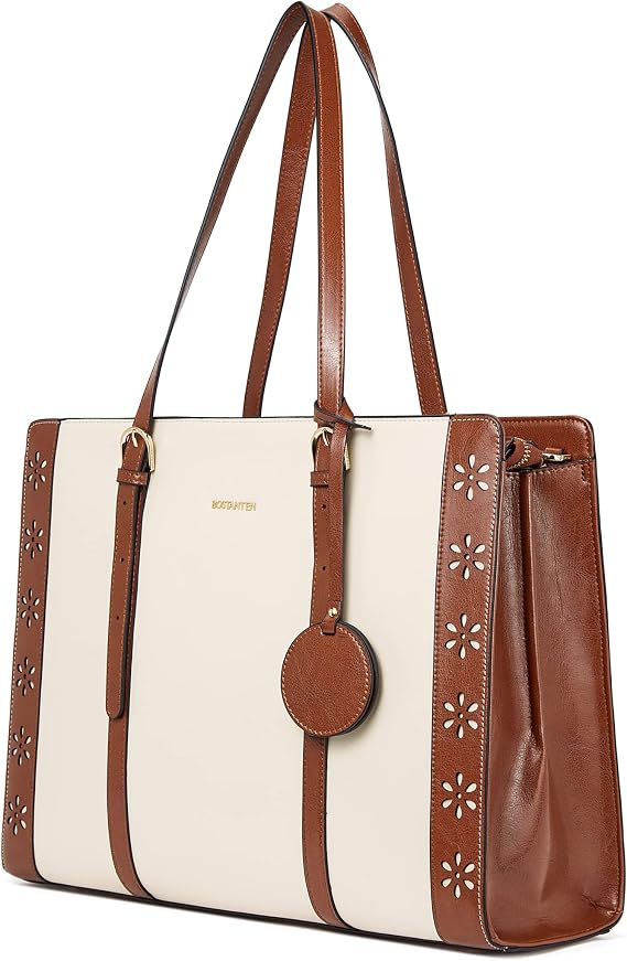 BOSTANTEN Laptop Bag for Women 15.6 inch Computer Leather Briefcase Vintage Work Tote Handbag