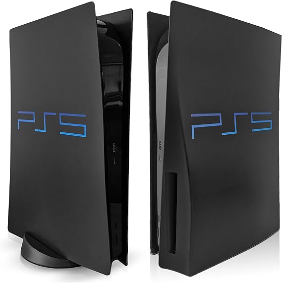 PS5 Disc Edition Cover Plates, Black Retro Replacement Faceplates, Console Shell Side Panels for PlayStation 5