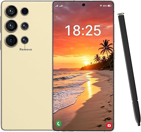 C25U Unlocked Phone,6.99" HD Screen,Android 15 Cell Phone,8+256GB,5G Smartphone,8000mAh Dual SIM/Face ID/Fingerprint Lock/GPS.(Gold)