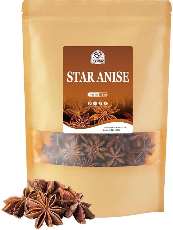 52USA Star Anise, Non-GMO Verified, Star Anise Whole 16 oz, Resealable Bag