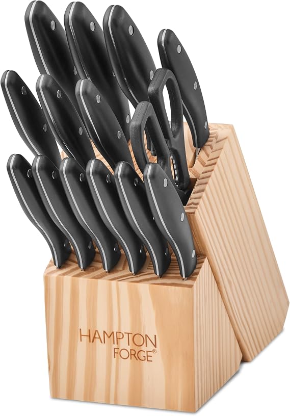 Hampton Forge Rochester 15 Piece Knife Block Set Black