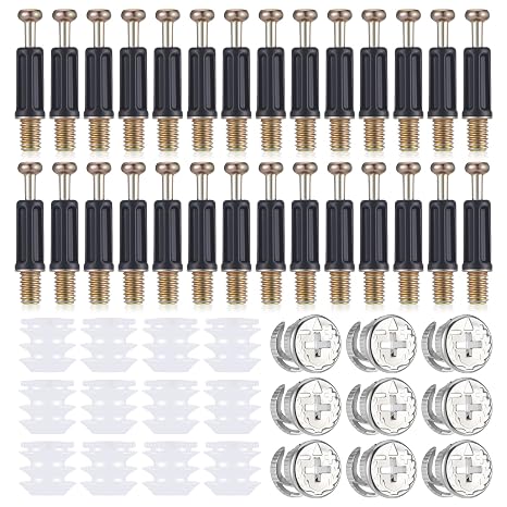 Cam Lock Nuts and Cams Screws, 20 Sets Cam Locks for Furniture M6 X 35mm 3-in-1 Eccentric Hardware Wheels Cams Connector Bolt Fittings Fasteners Hardware Parts