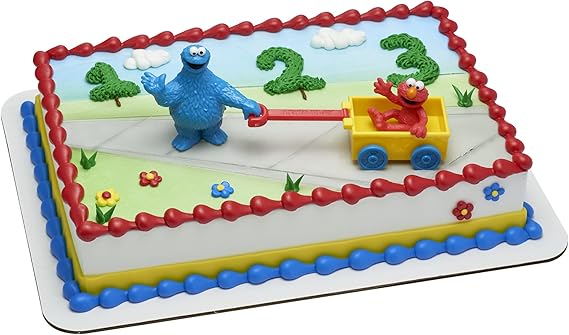 Sesame Street Cookie Monster and Elmo Cake Topper | 3 Piece Decoration Set