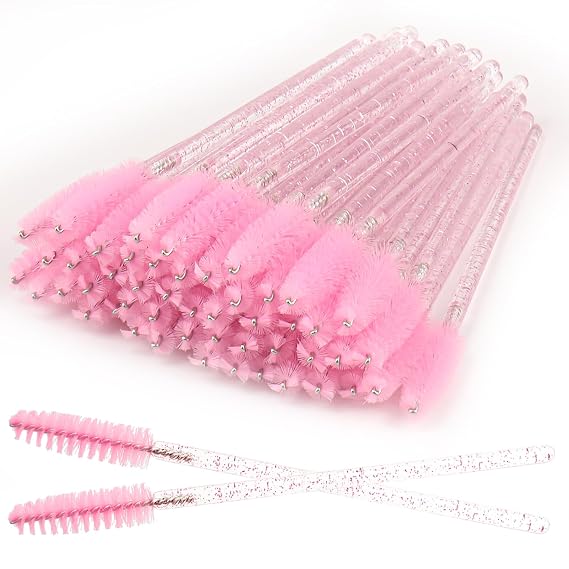 200 Pack Mascara Wands Disposable Eyelash Brushes for Extensions Eye Lash Applicator Makeup Tool kits, Crystal Handle