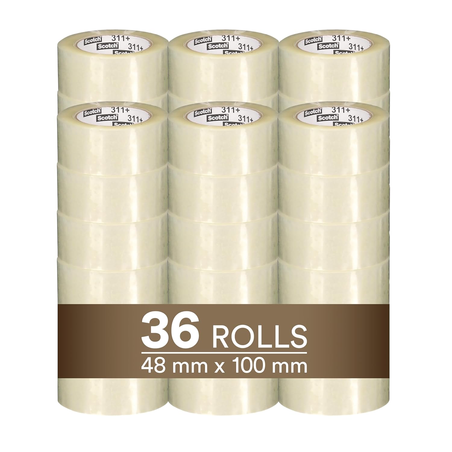 Scotch High Tack Box Sealing Tape 311, Cold Shipping, Freezer Storage, Clear Color, 48 mm x 100 m, 36Case