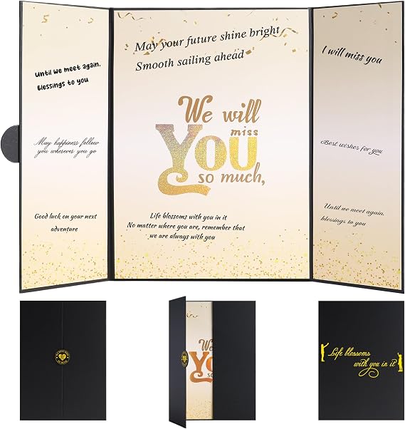 Black Gold Farewell Card We Will Miss You Decorations Farewell Party Decorations Large signature Goodbye Card Alternative Coworker Leaving Decorations Going Away Gifts for Friends