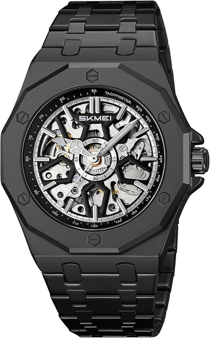 SKMEI Automatic Mechanical Watch for Men Womens Skeleton Watch Stylish Waterproof Business Analog Wristwatch