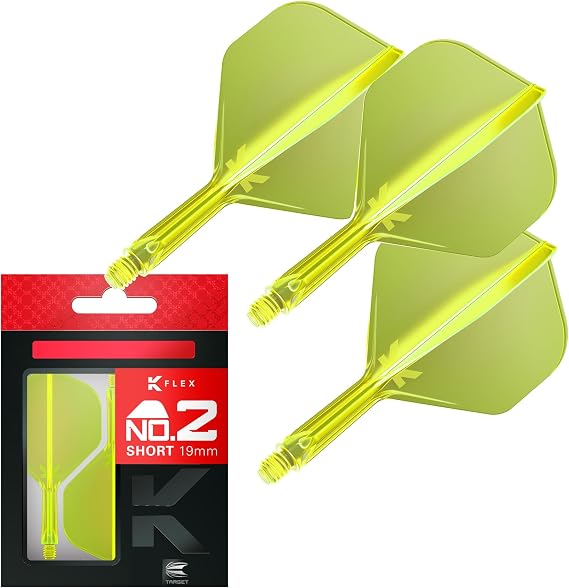 Target Darts K Flex Integrated Dart Flights And Shafts, No.2 | Pack Of 3 K-Flex - No2, Kflex All In One Moulded Dart Flight & Stem Lengths: Short, Intermediate & Medium | Professional Dart Accessories