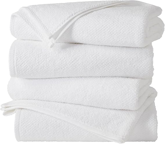 Great Bay Home 100% Cotton 4 Pack 54x27 Bath Towel Set - Absorbent, Quick-Drying, Durable Towels for Bathroom Decor - Low-Twist, Two-Ply Fibers (Optic White)