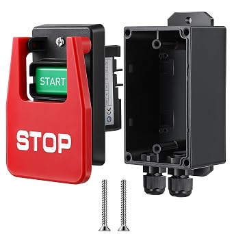 Dreyoo 1 Set 120/230V Single Phase On/Off Switch, Efficient Switch On Off, Safety Paddle Switches with Large Stop Sign Paddle Easy Contact for Fast Power for Table Saw, Woodworking Tools