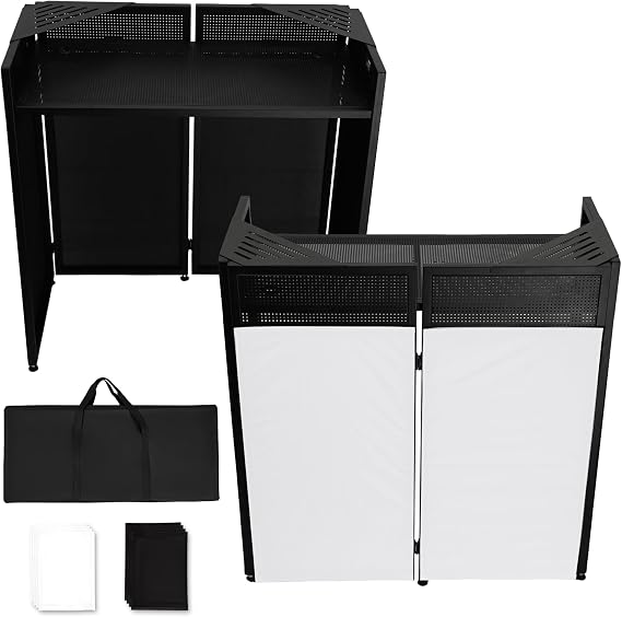 Neoaider DJ Booth Table Station with 2 Storage Triangular Panel