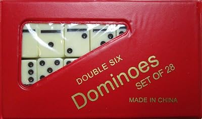 Dominoes Double Six Game Mini Set of 28 Travel Game Tile Size is 1 12 X 34 X 14 inches for Travel, Case Color May Vary.