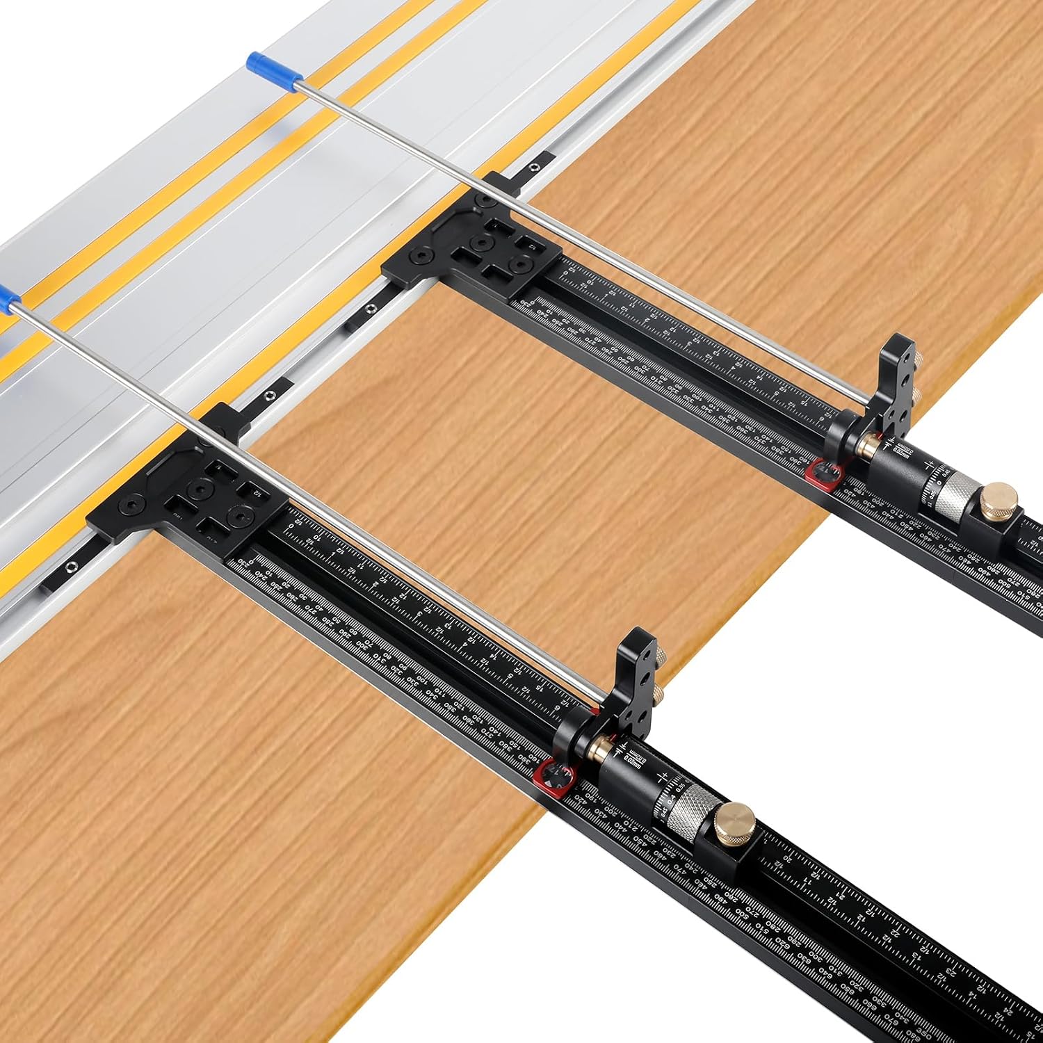 Track Saw Parallel Guide System with Mirco Adjustable Flip Stop, Precision Woodworking Cutting Auxiliary Tools with Zero Calibration Compatible with Festool Replacement for MAKITA