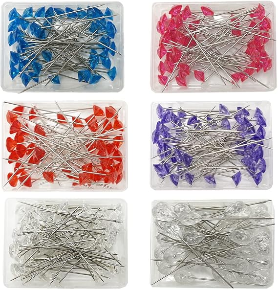 300 pcs Corsage Boutonniere Pins, BOSOIRSOU 1.77in 1.53in Teardrop Sewing Wedding Bouquet Pins Flower Floral Diamond Rhinestones Pins Straight Head Pin for DIY Craft Jewelry Making Flower Decoration