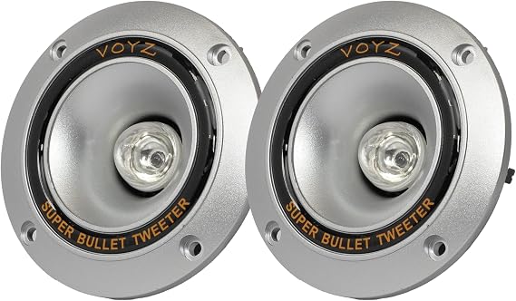VOYZ 3.5 Piezo Horn Tweeters 300W Max Power, Aluminum Diaphragm, High Temp Voice Coil, 4-8Ohm, Loudspeaker Tweeter Pair for Car Audio, Home Theater, PA Systems, DIY Speakers - PET-1919L