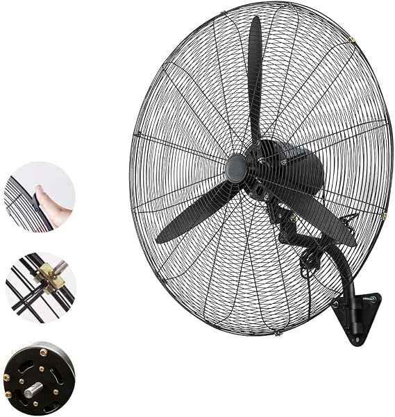 Hurricane Industrial Wall Fans - Oscillating Wall Mounted Bladed Fan - 3 Speed - Large Air Volum - Cooling - For Gym Garage Commercial Electric Fan (20In 550mm x 650mm 180 W)