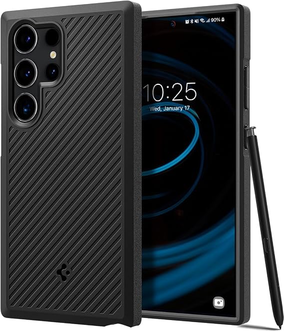 Spigen Galaxy S24 Ultra ile Uyumlu Kılıf Core Armor Üst Düzey Koruma Dokulu Yüzey Siyah Kapak - ACS07194 (Spigen TR Garantili)