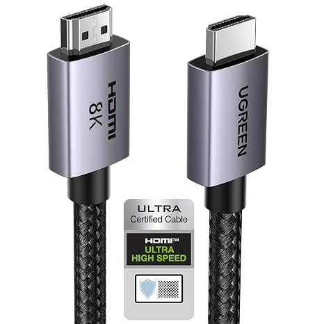 UGREEN HDMI 2.1 Kablo 8K 60Hz 4K 240Hz 165Hz 144Hz 120Hz 48Gbit/s Yüksek Hızlı, HDMI Kablo 2.1 Ultra HD eARC HDR 10+ HDCP 2.3 Dolby Vision VRR TV/PS5/PS4/ Xbox Series X/Monitör ile uyumlu (2M)